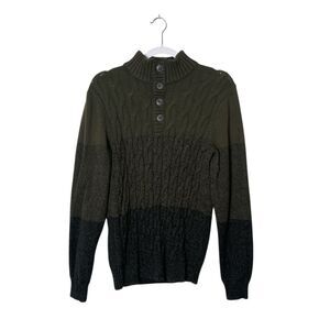 Method Olive Green Cable Knit Henley Sweater Women’s Size M Casual Minimalist